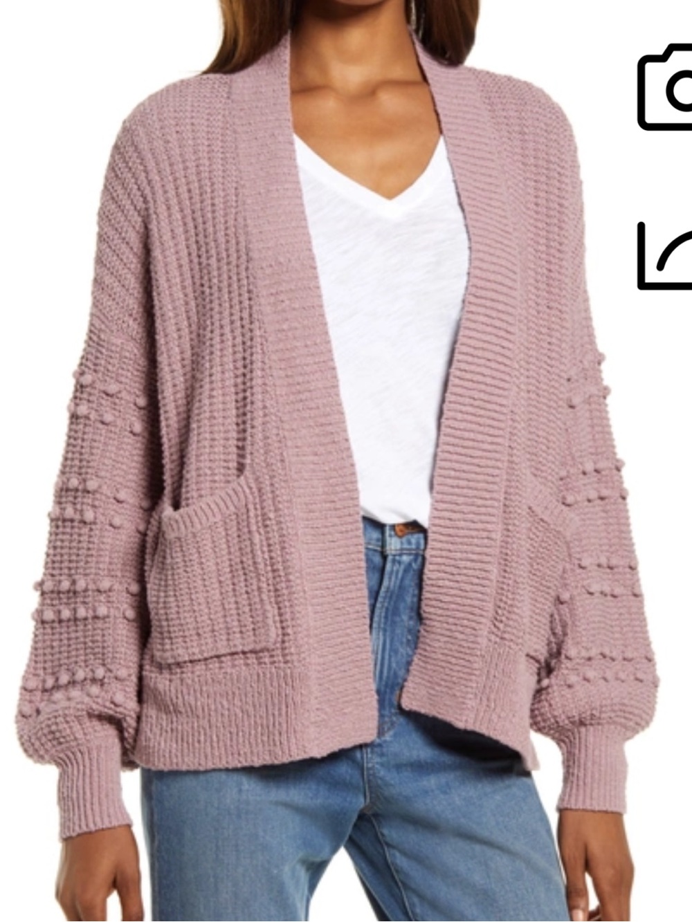 Madewell Mauve Bobble Sleeve Sycamore Cardigan
